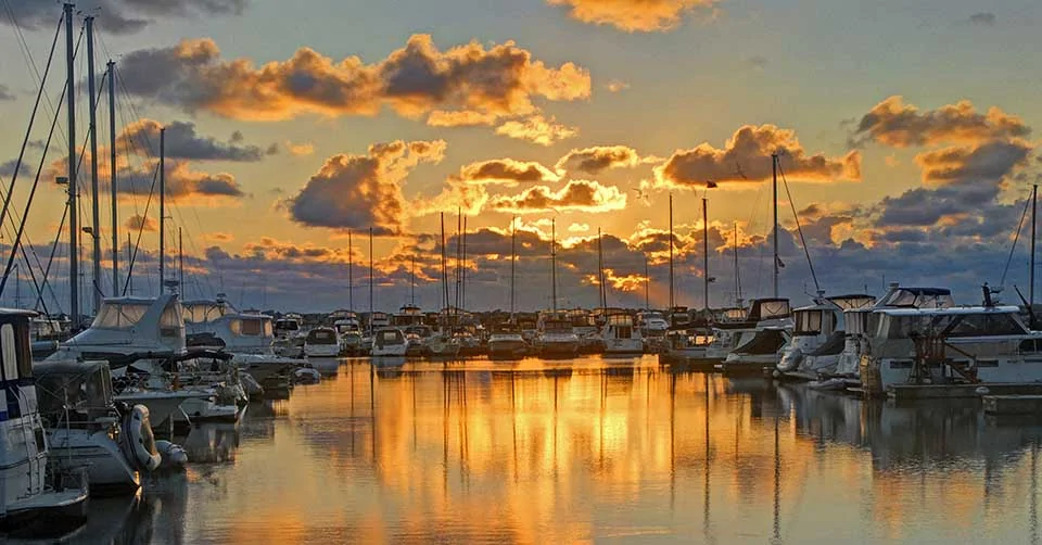 Port of Kenosha at sunset