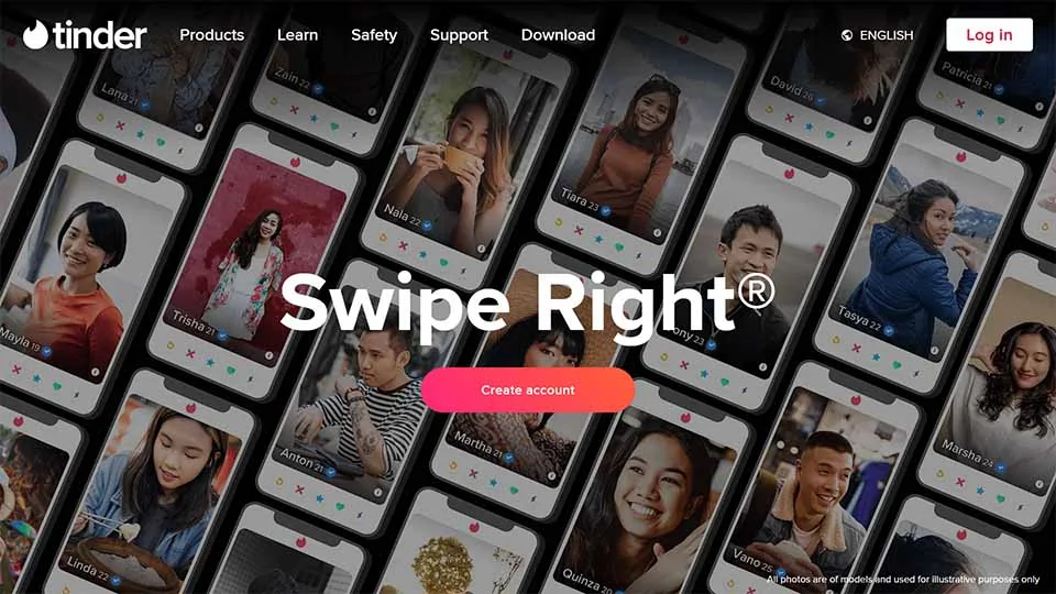 Tinder landing page