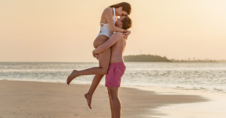 A happy couple at the beach