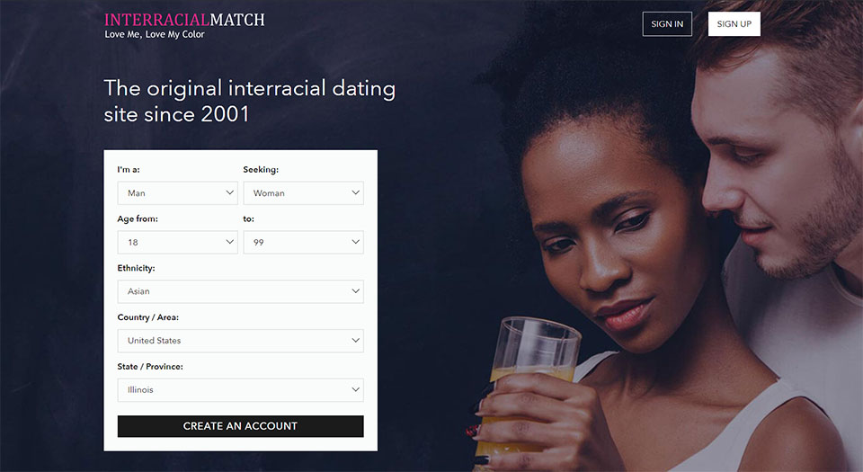 InterracialMatch landing page