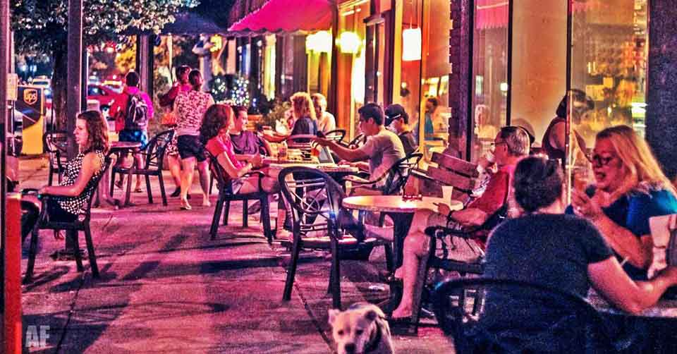 Regulars having coffee at Stauf's