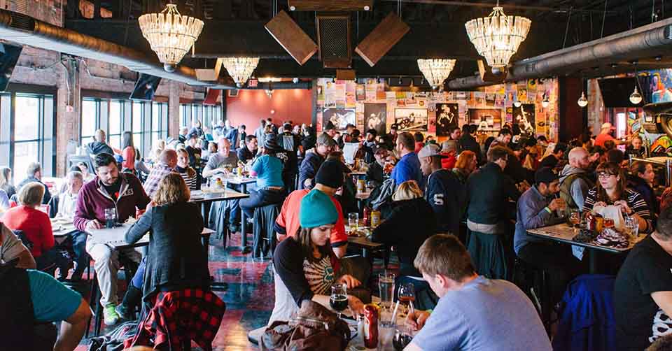 The crowd at HopCat Detroit