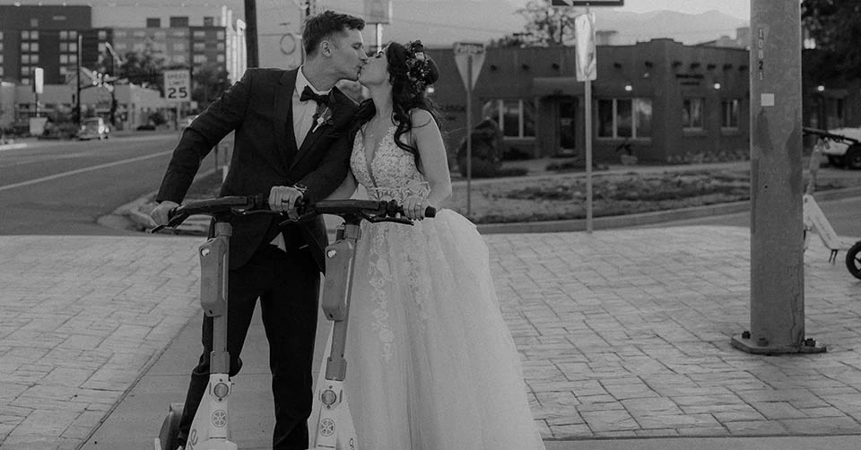 A cool couple on their wedding day