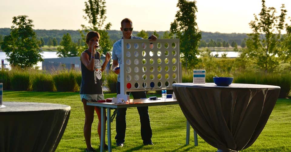 A couple playing four in a row at Shelby Farms Park Memphis