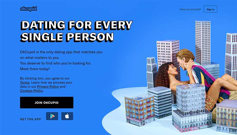 OkCupid landing page