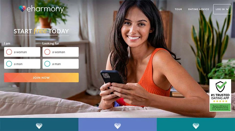 eHarmony landing page