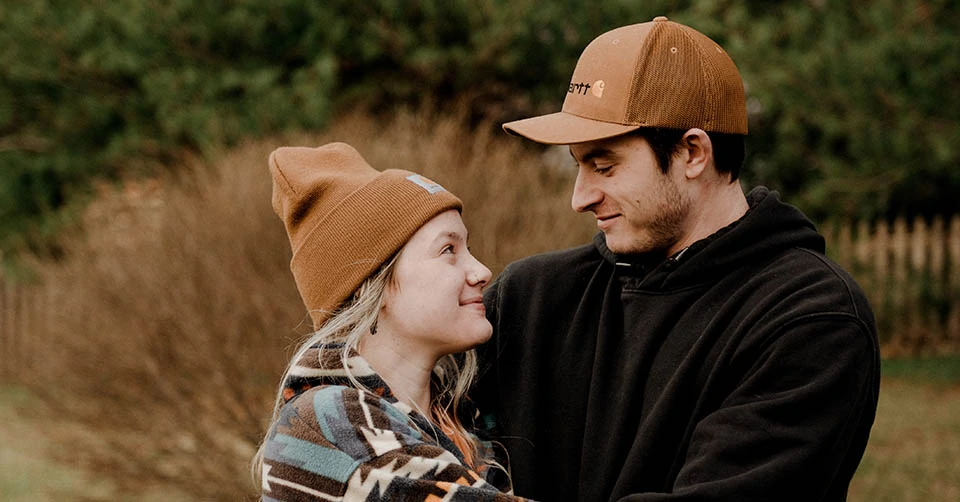 On an outdoor date in autumn