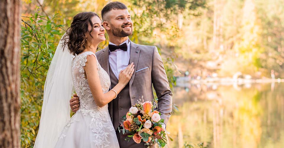 Couple on their wedding day