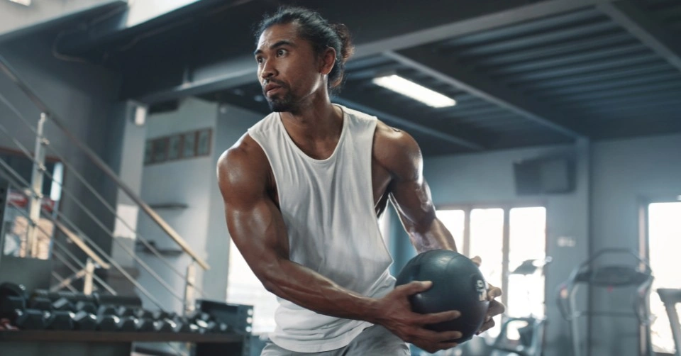 A muscular man at the gym