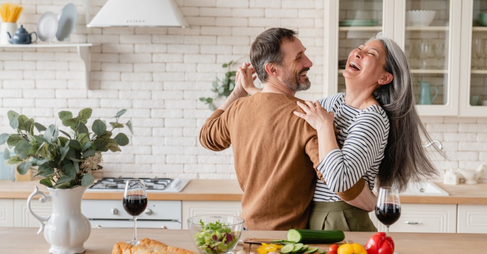 A happy middle-aged couple