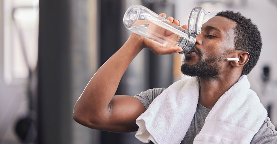 A man fighting off the signs of dehydration