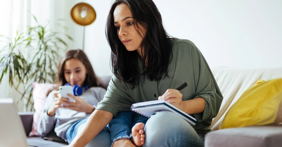 A single mom working at home