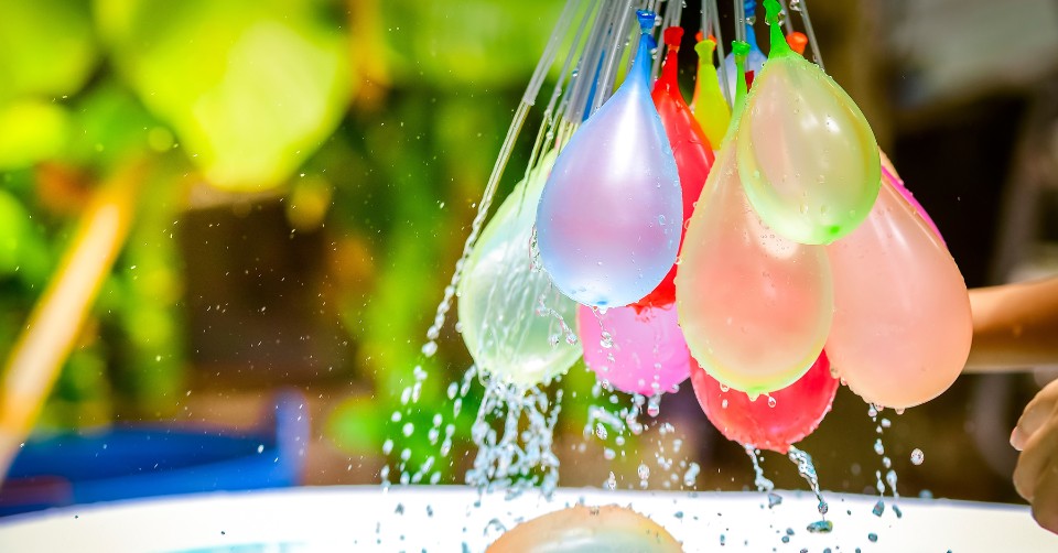 Water balloons as a stand-in for scrotum stretching