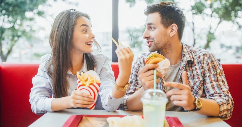 On a date at a fast food restaurant