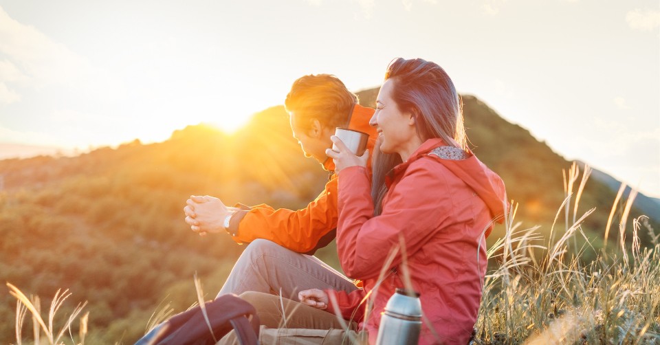 A couple on a romantic hike