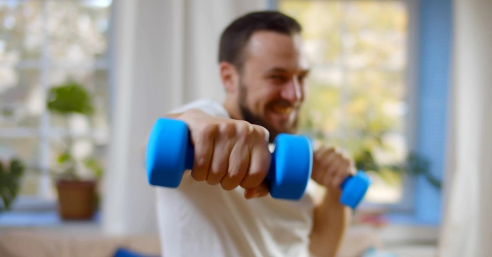 A workout using a pair of dumbbells