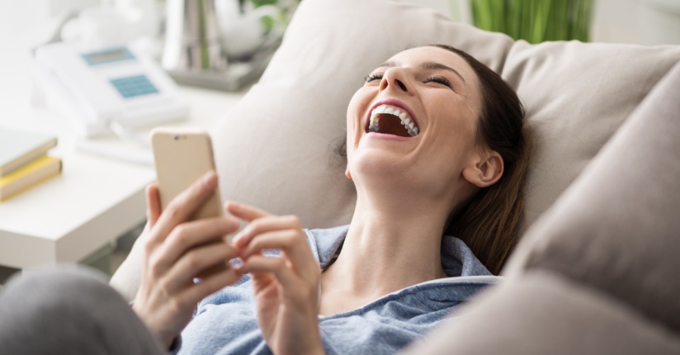 Woman laughing at his joke