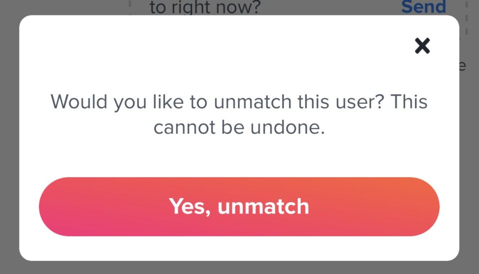 Unmatch confirmation