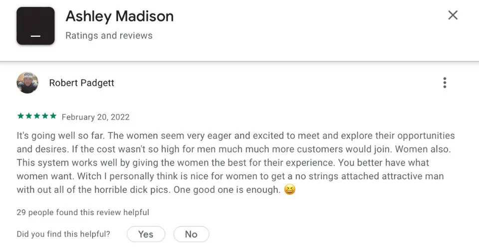 Ashley Madison user review