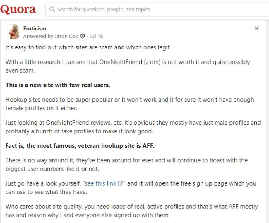 One Night Friend review on Quora