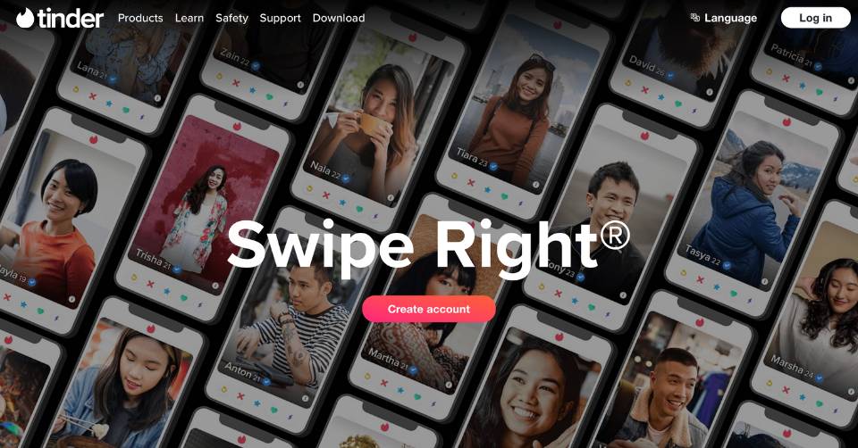 Tinder landing page