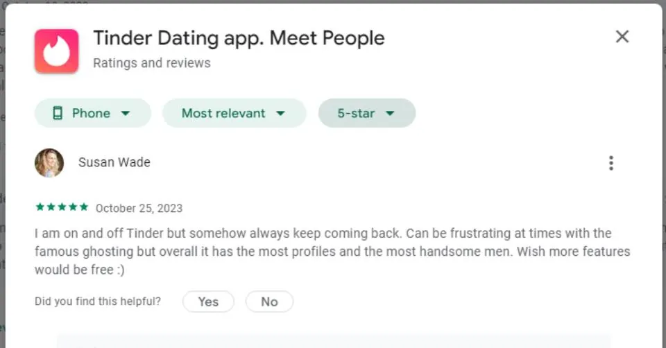 Tinder user review