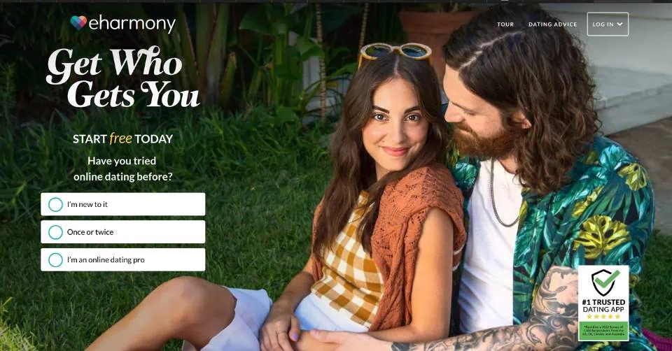 eHarmony landing page